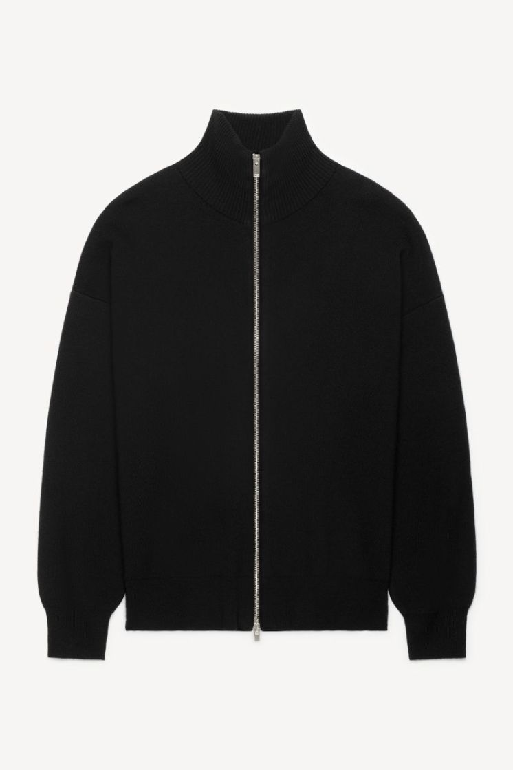 ZIP-UP CARDIGAN - BLACK