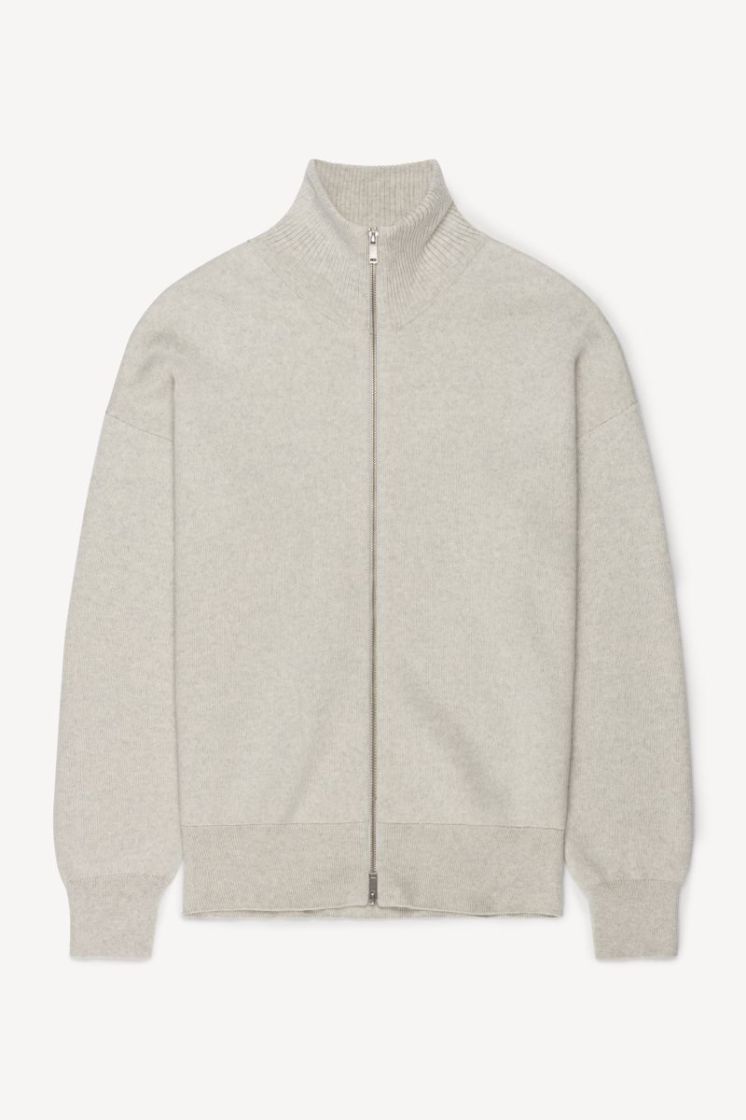 ZIP-UP CARDIGAN - GREY MELANGE