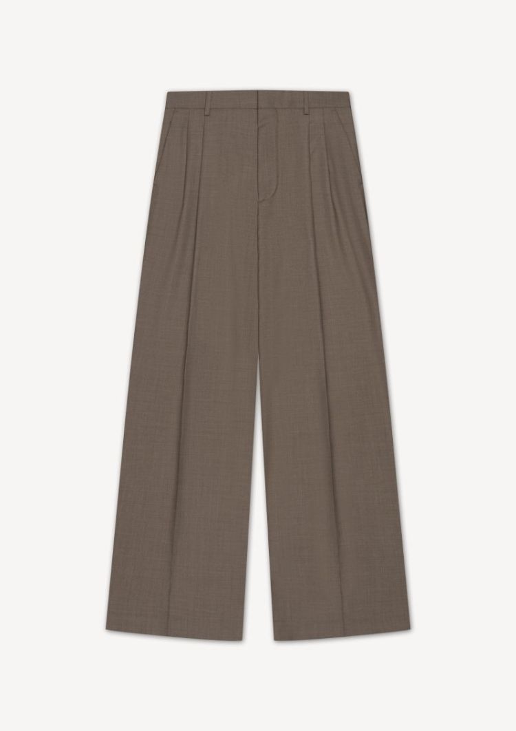 PLEATED TROUSERS - BROWN MELANGE