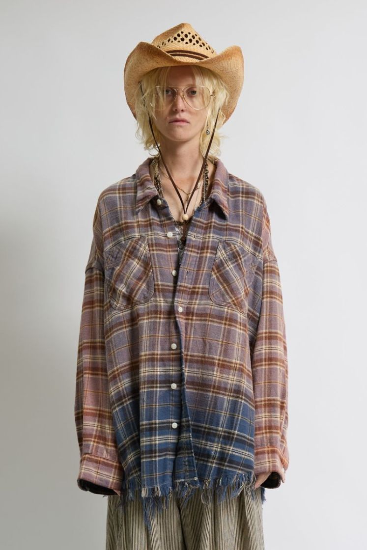 DROP NECK WORK SHIRT - BLUE WITH DAR