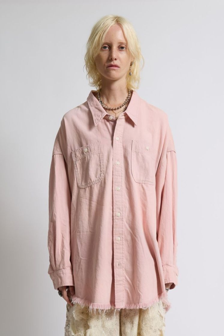DROP NECK WORKSHIRT - PINK CHAMBRAY