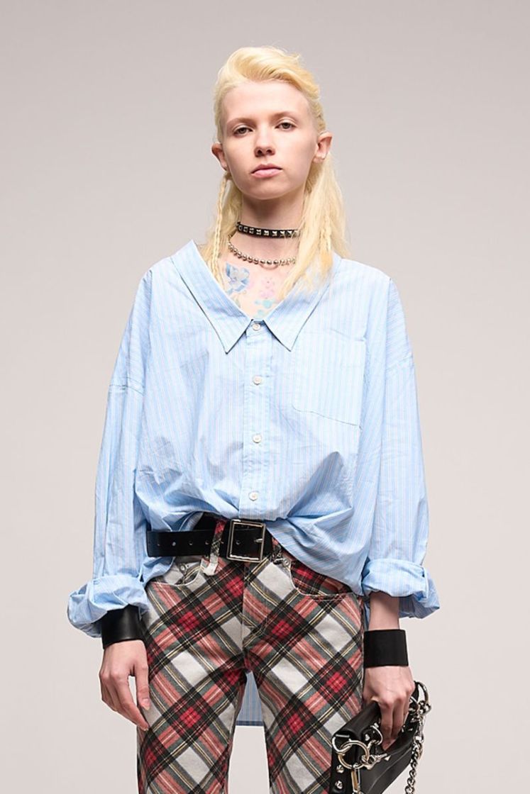 EXTRA DROP NECK SHIRT LIGHT BLUE MULT